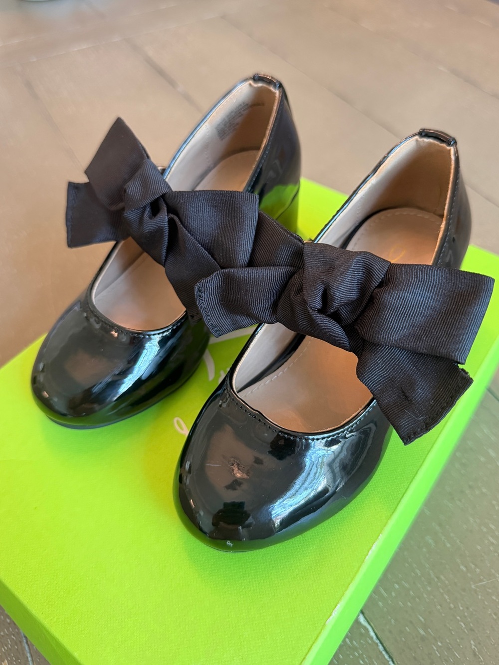 Sam Edelman Girls Bianca Teddy Patent Bow Sandals/Black Dress Shoes Size 11